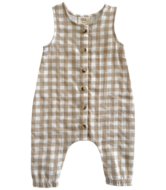 Tan Gingham / Organic Bay Jumpsuit