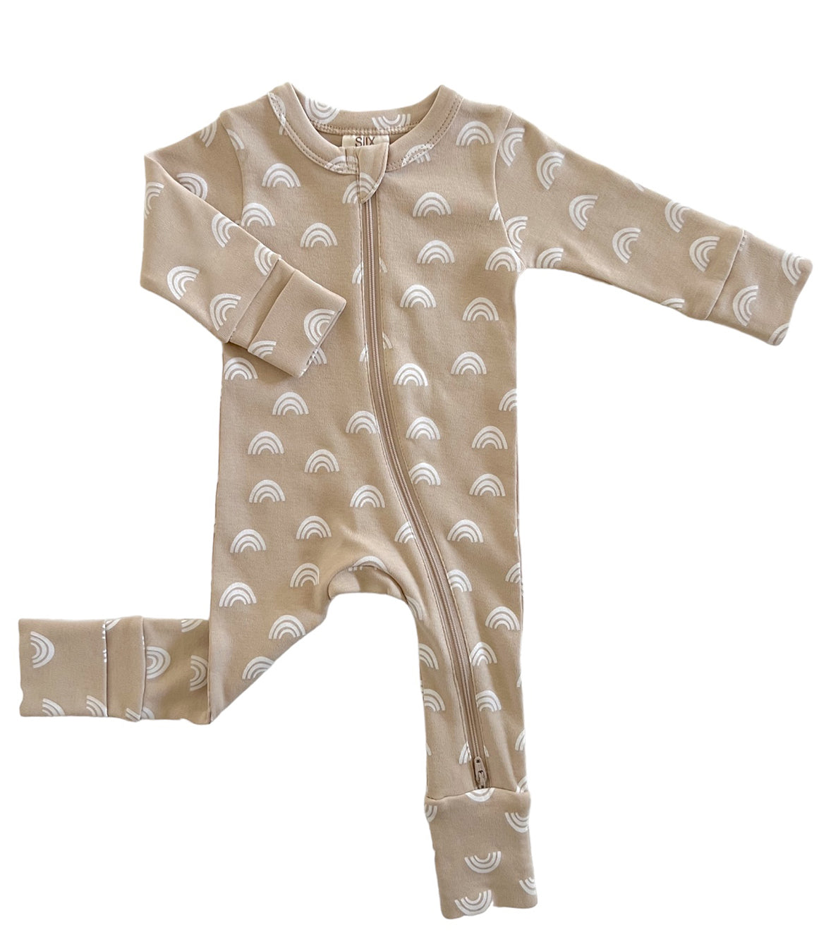 Tan Rainbow / Organic 2-Way Zip Romper