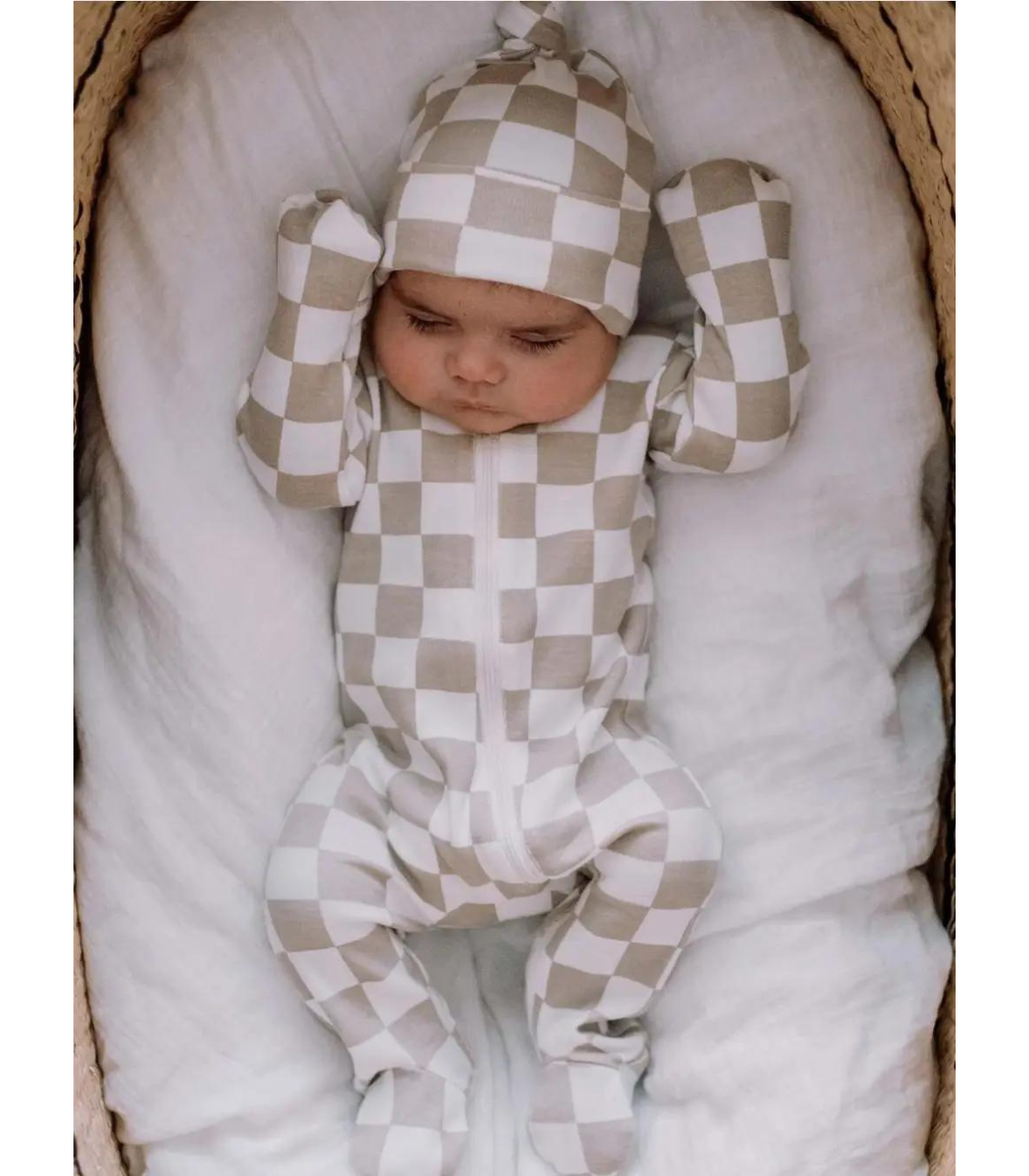 Tiramisu Checkerboard / Organic Beanie