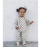 Tiramisu Checkerboard / Organic Mode Top + Pant Set