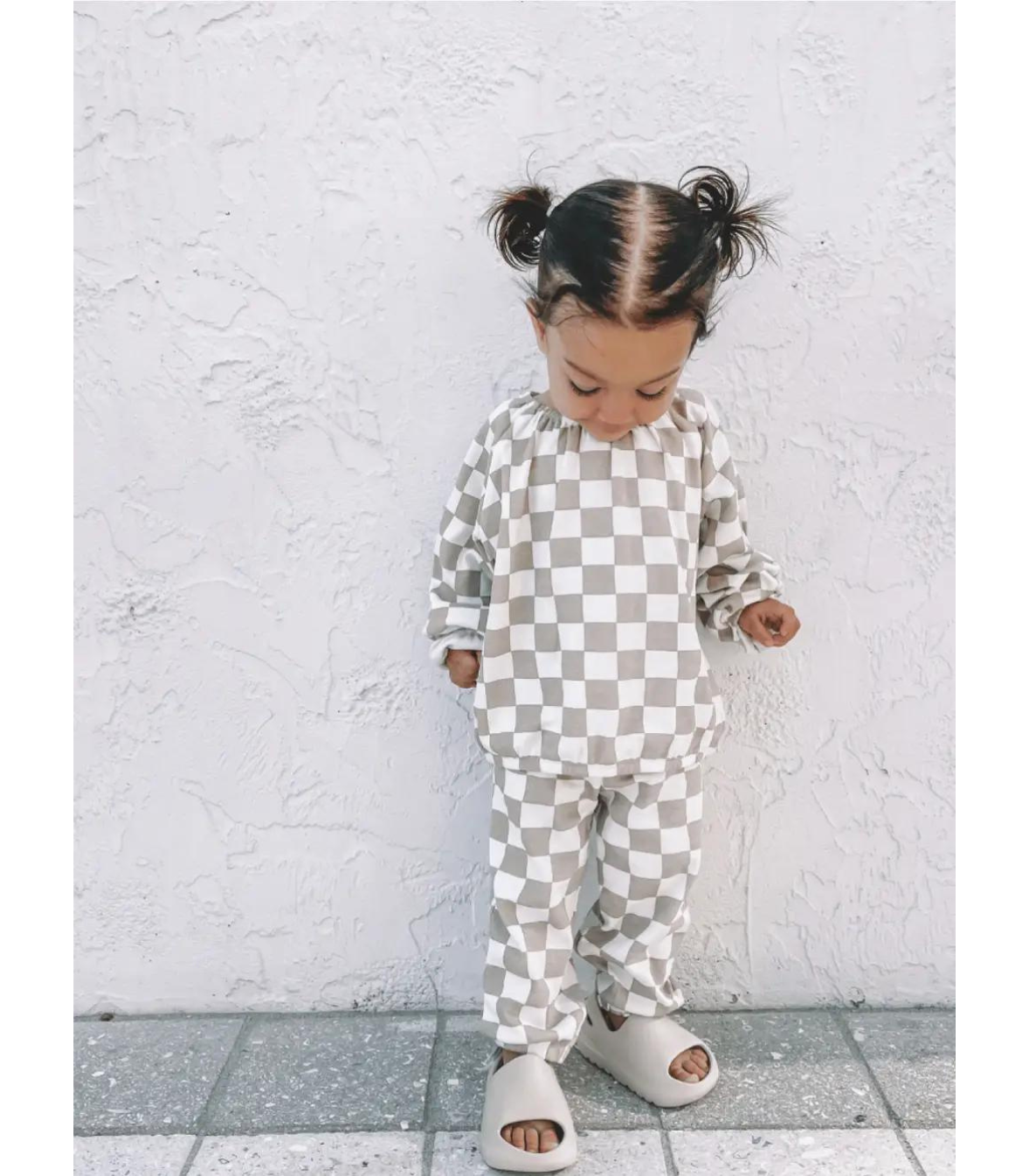 Tiramisu Checkerboard / Organic Mode Top + Pant Set