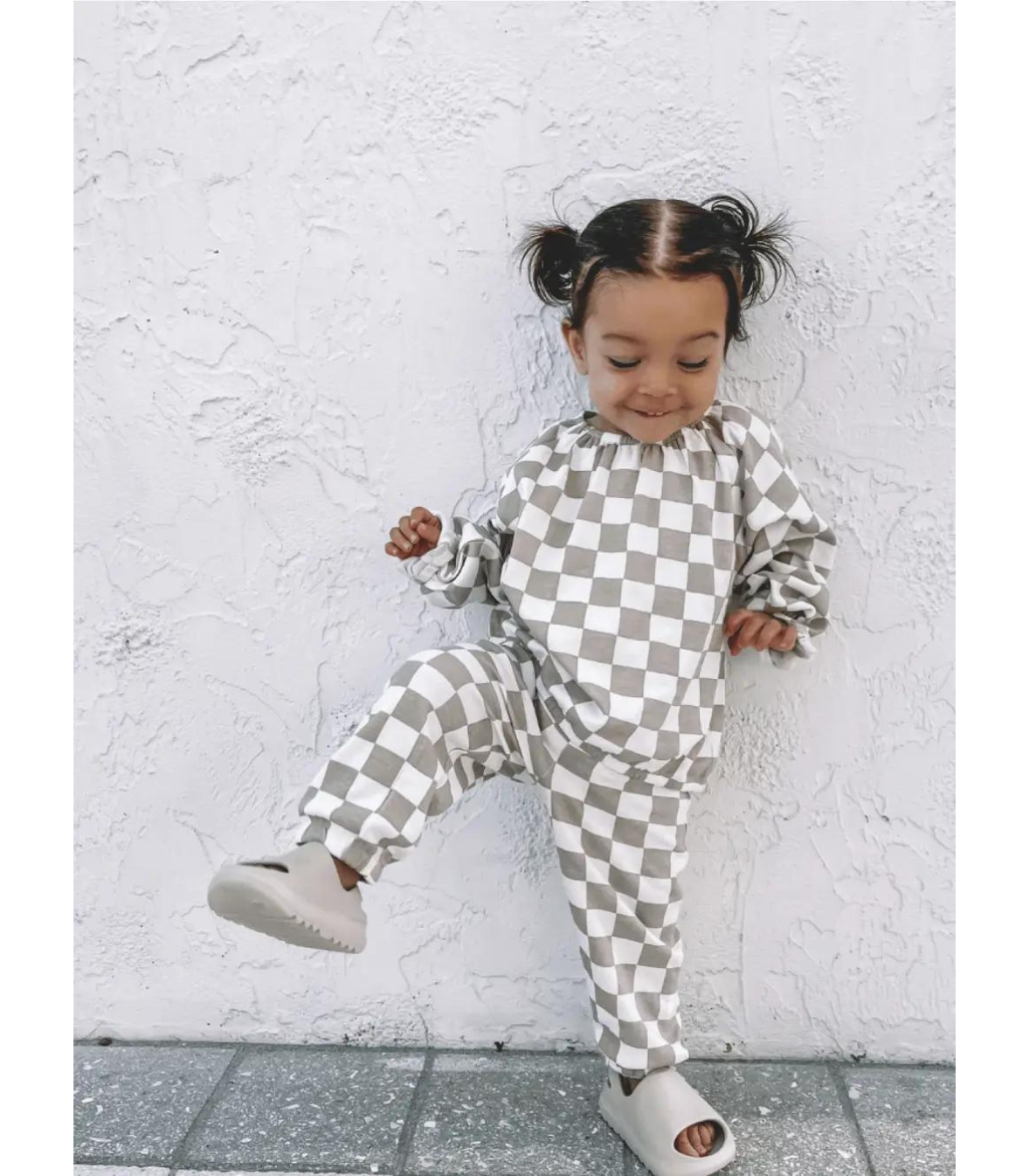 Tiramisu Checkerboard / Organic Mode Top + Pant Set