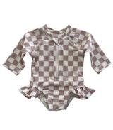 Tiramisu Checkerboard / Skipper Rashguard Swimsuit / UPF 50+