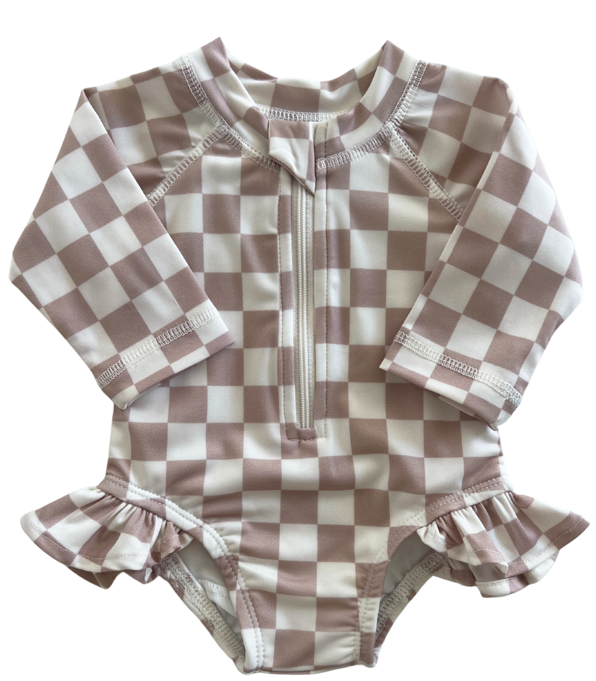 Tiramisu Checkerboard / Skipper Rashguard Swimsuit / UPF 50+