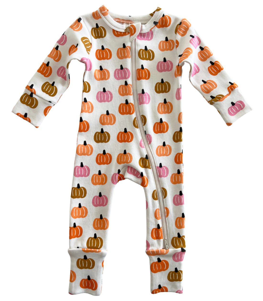 Pink Pumpkin Patch / Organic 2-Way Zip Romper