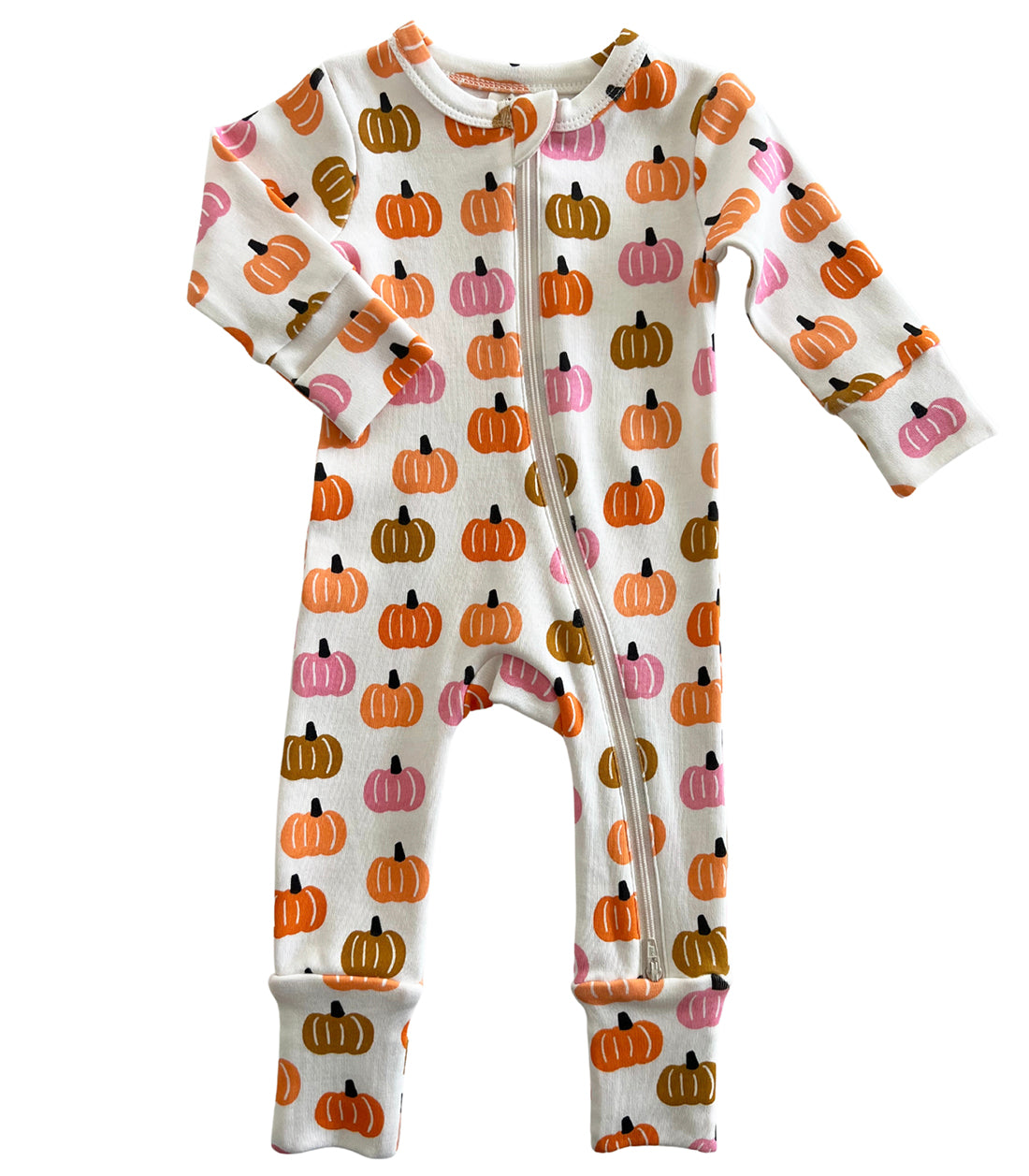 Pink Pumpkin Patch / Organic 2-Way Zip Romper