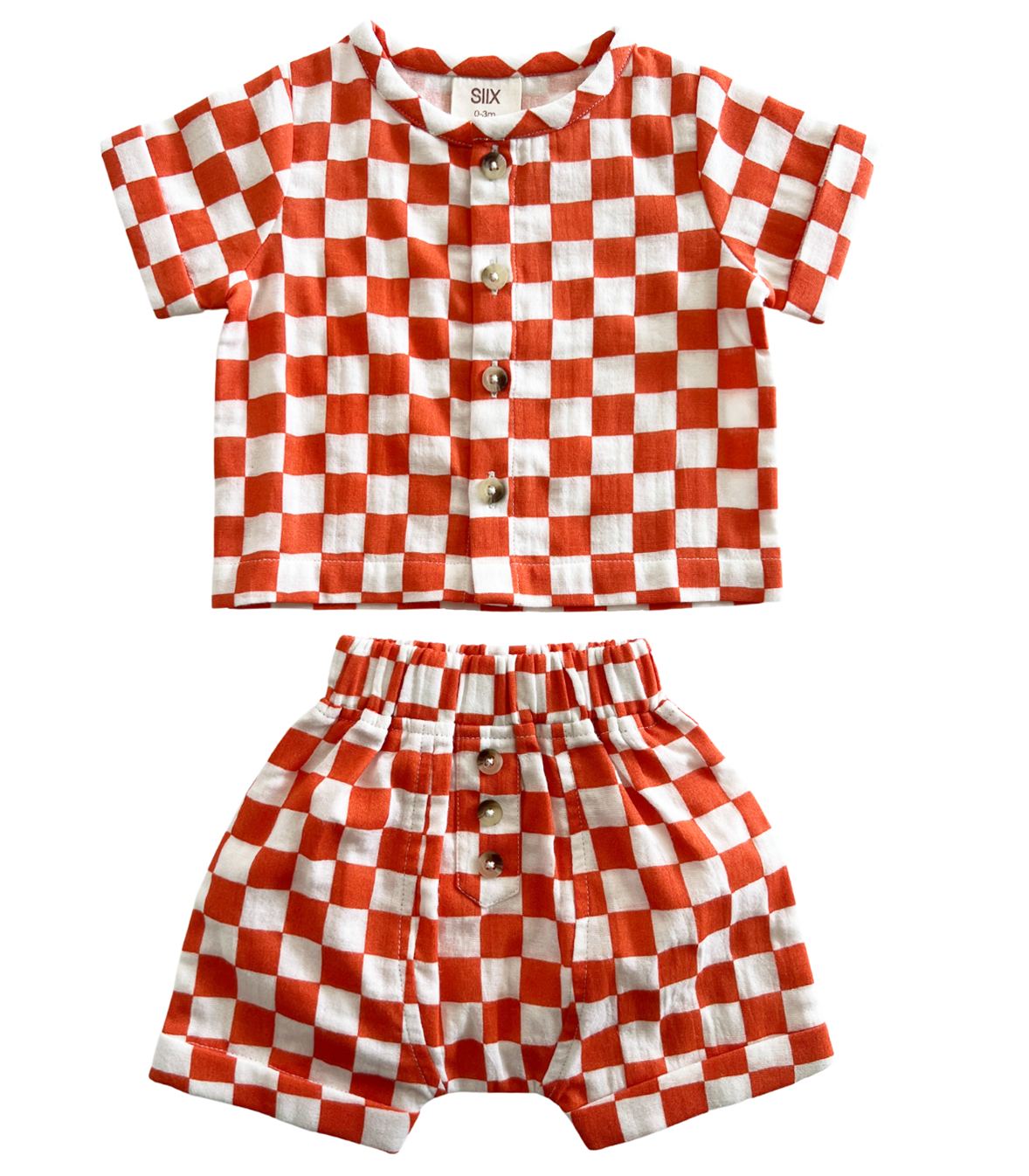 Tangerine Checkerboard / Organic Finley Set