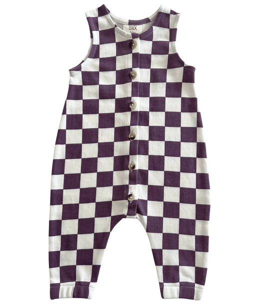 Berry Cheesecake Checkerboard / Organic Bay Jumpsuit