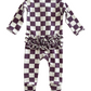 Berry Cheesecake Checkerboard / Organic Frill Zip Footie