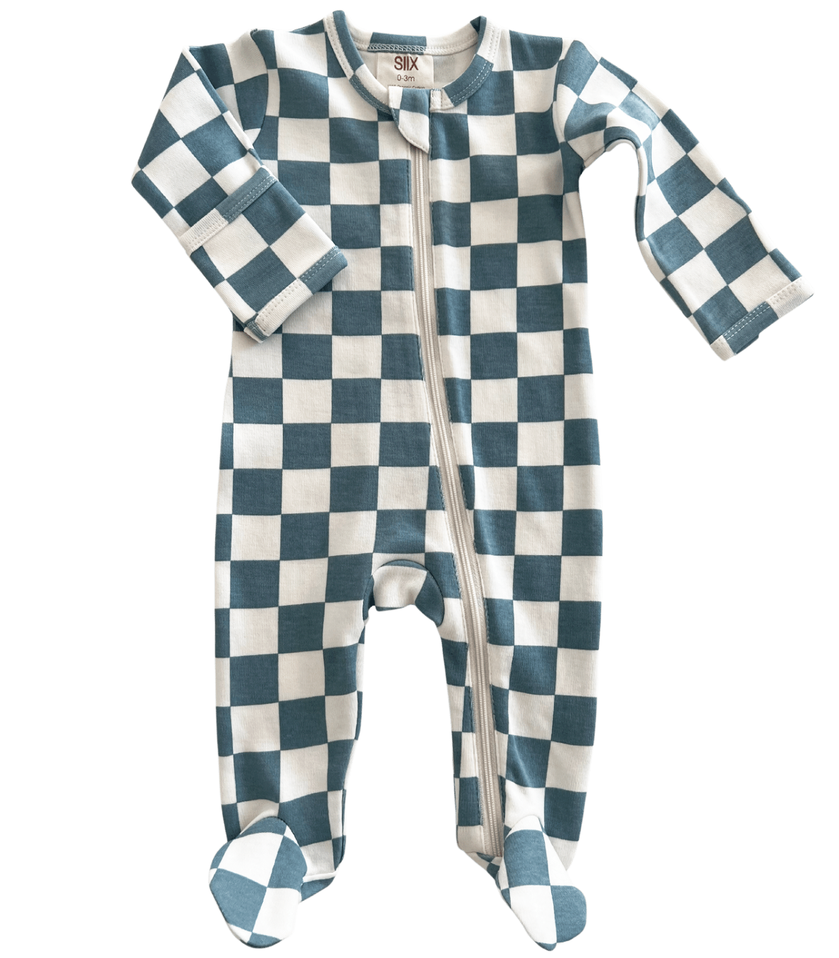 Blueberry Muffin Checkerboard / Organic Zip Footie