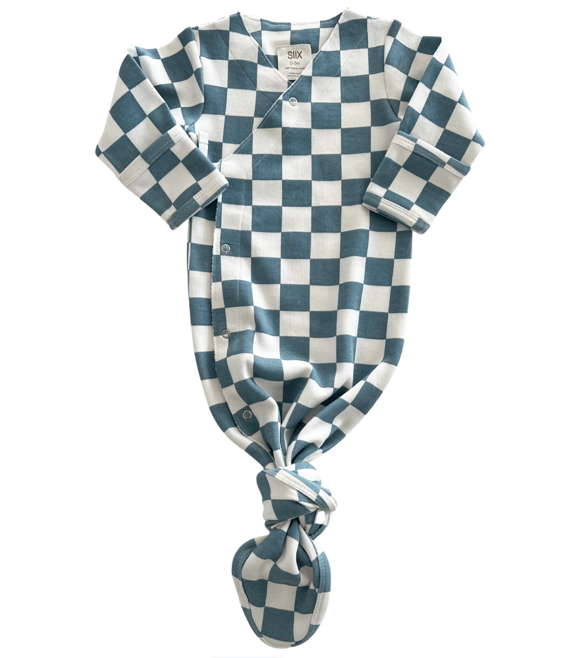 Blueberry Muffin Checkerboard / Organic Kimono Knot Gown