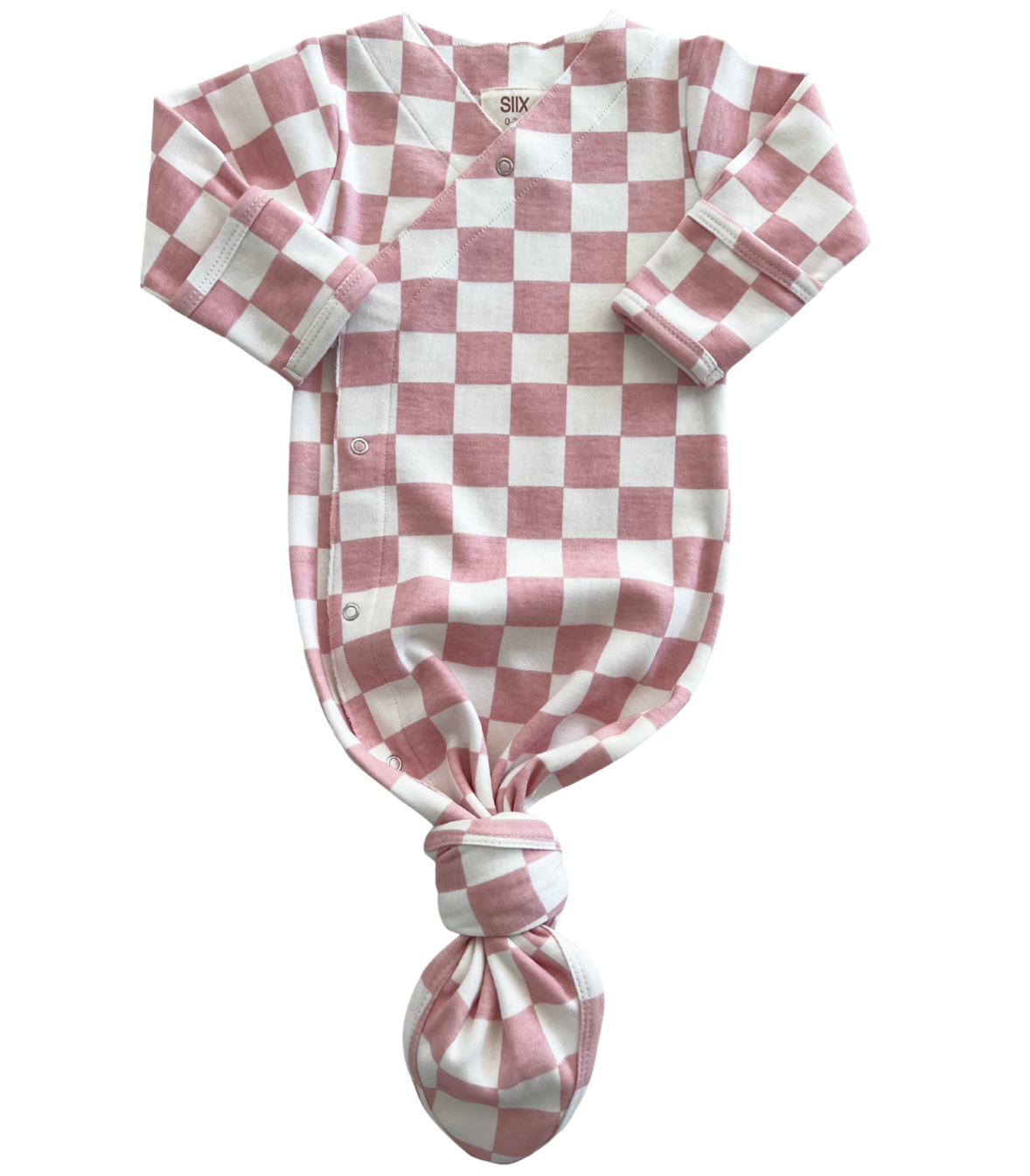 Strawberry Shortcake Checkerboard / Organic Kimono Knot Gown