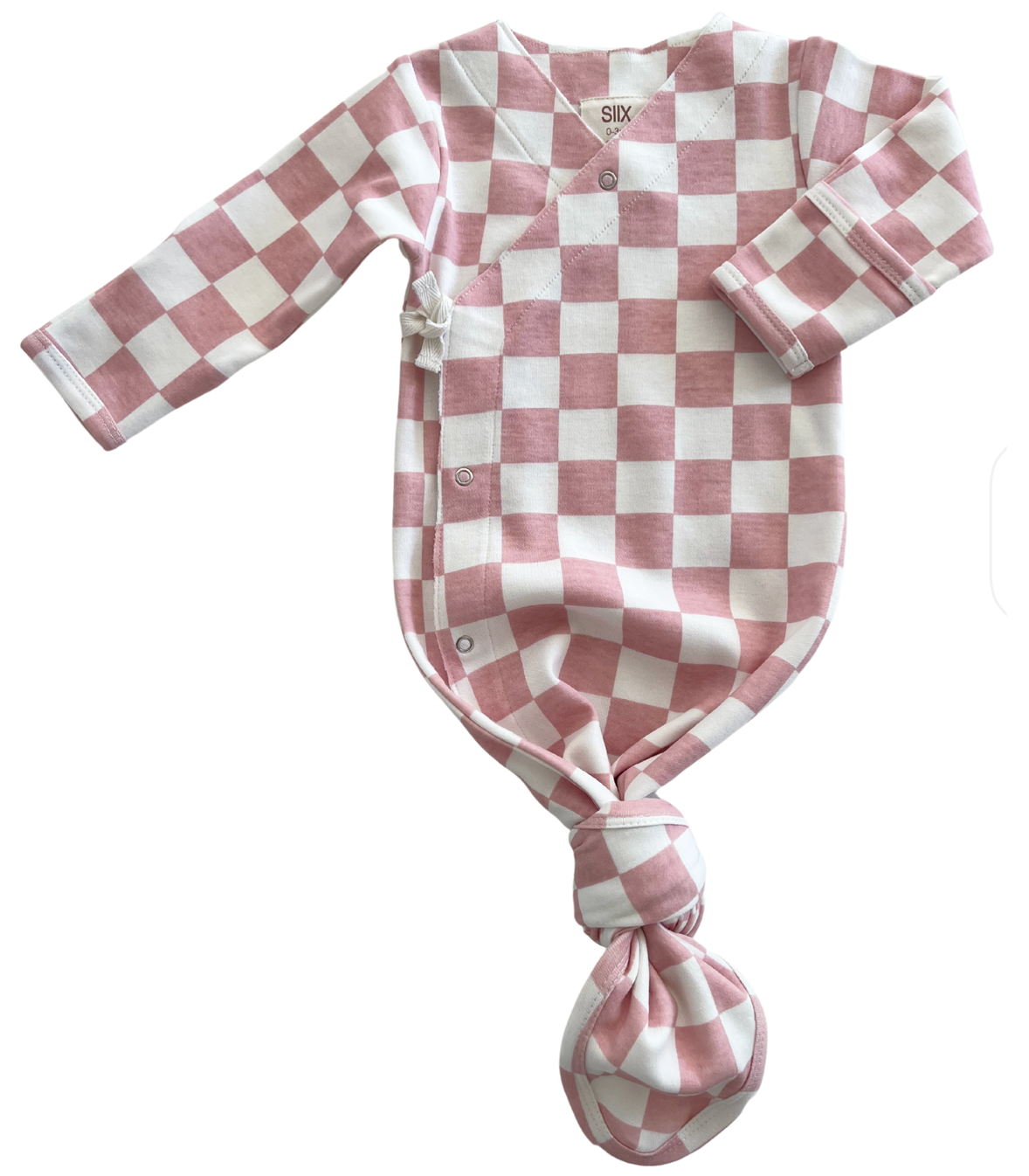 Strawberry Shortcake Checkerboard / Organic Kimono Knot Gown