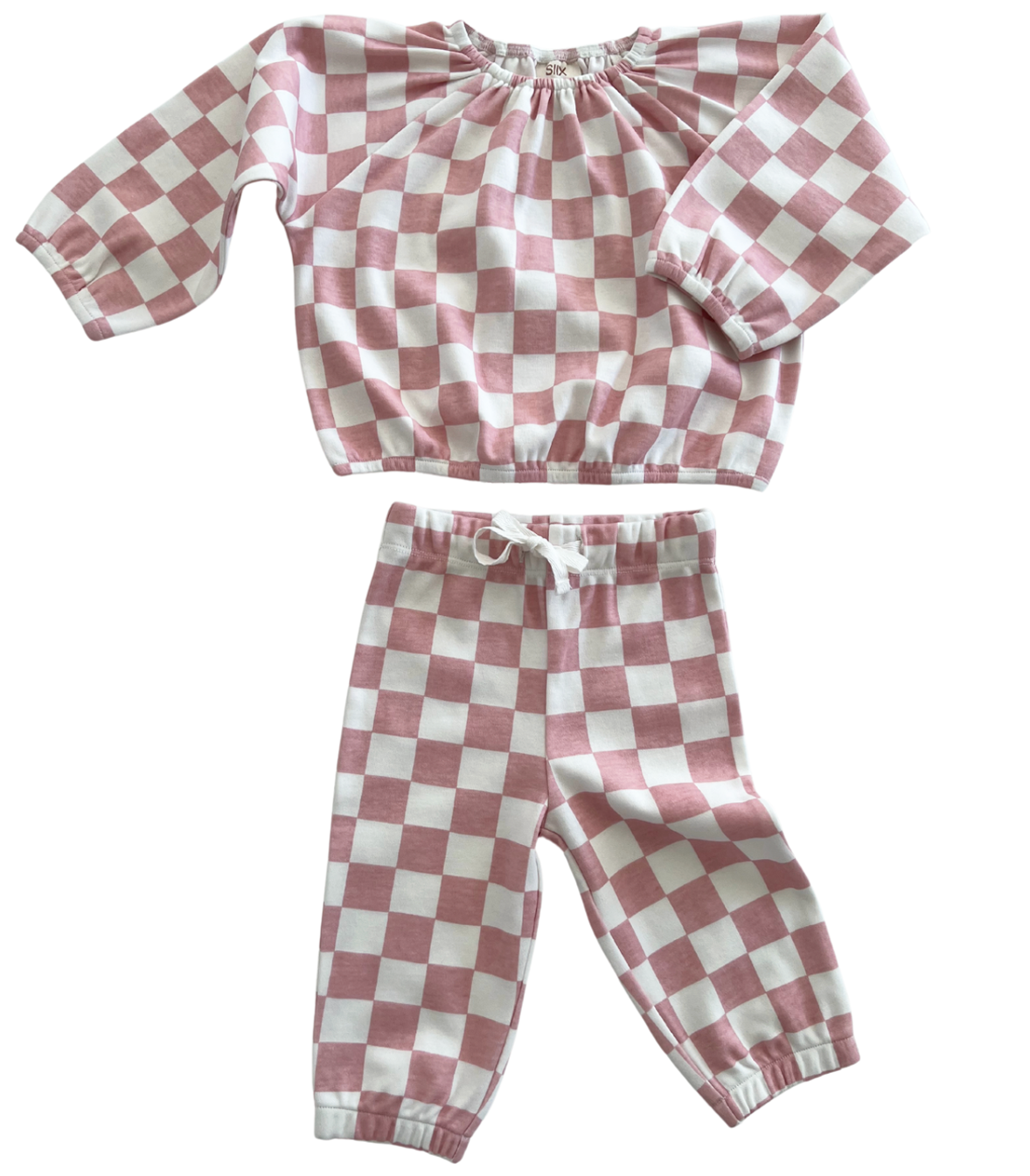 Strawberry Shortcake Checkerboard / Organic Mode Top + Pant Set