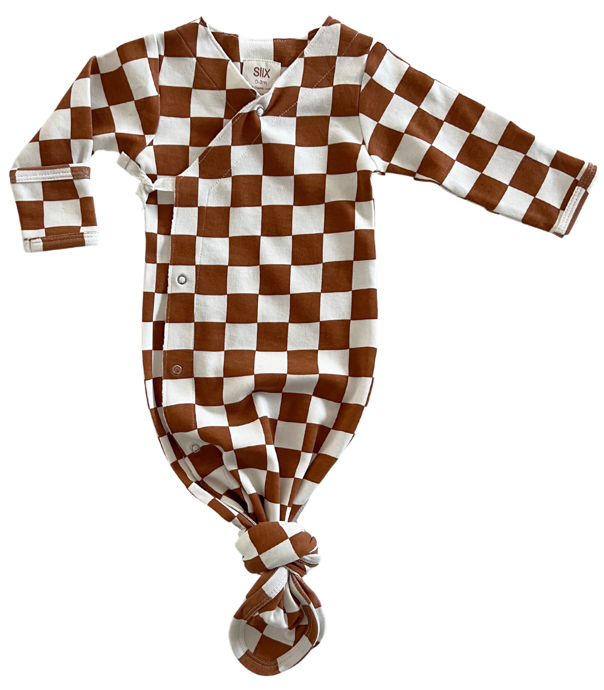 Stracciatella Checkerboard / Organic Kimono Knot Gown