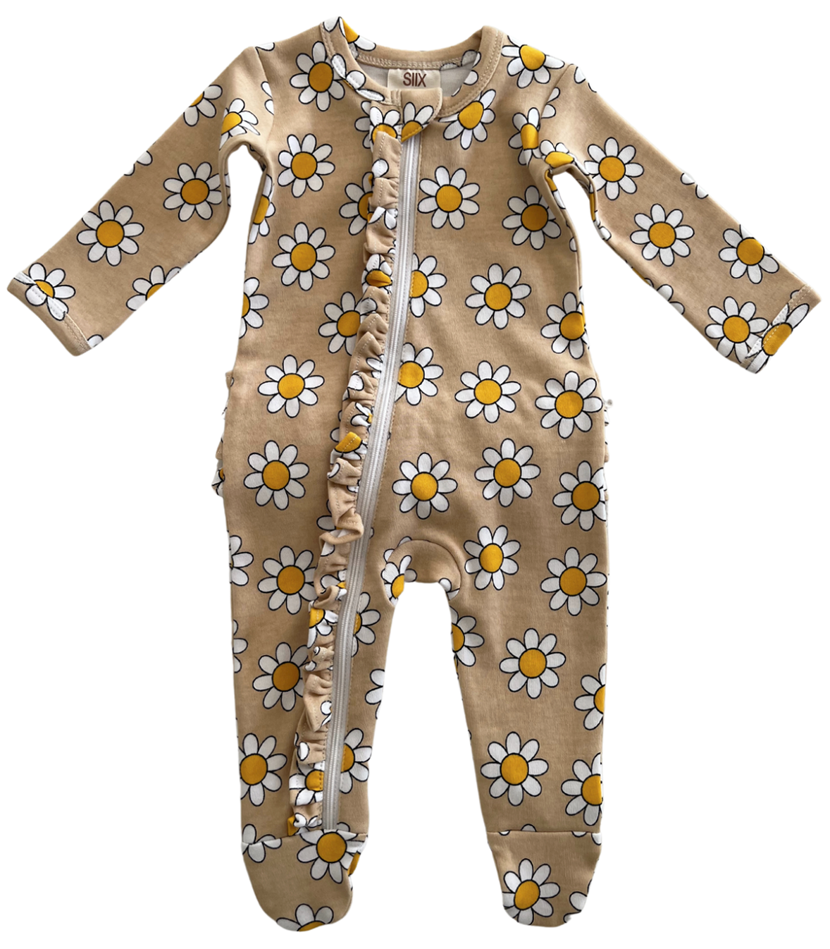 Daisy Pop Biscotti / Organic Frill Zip Footie