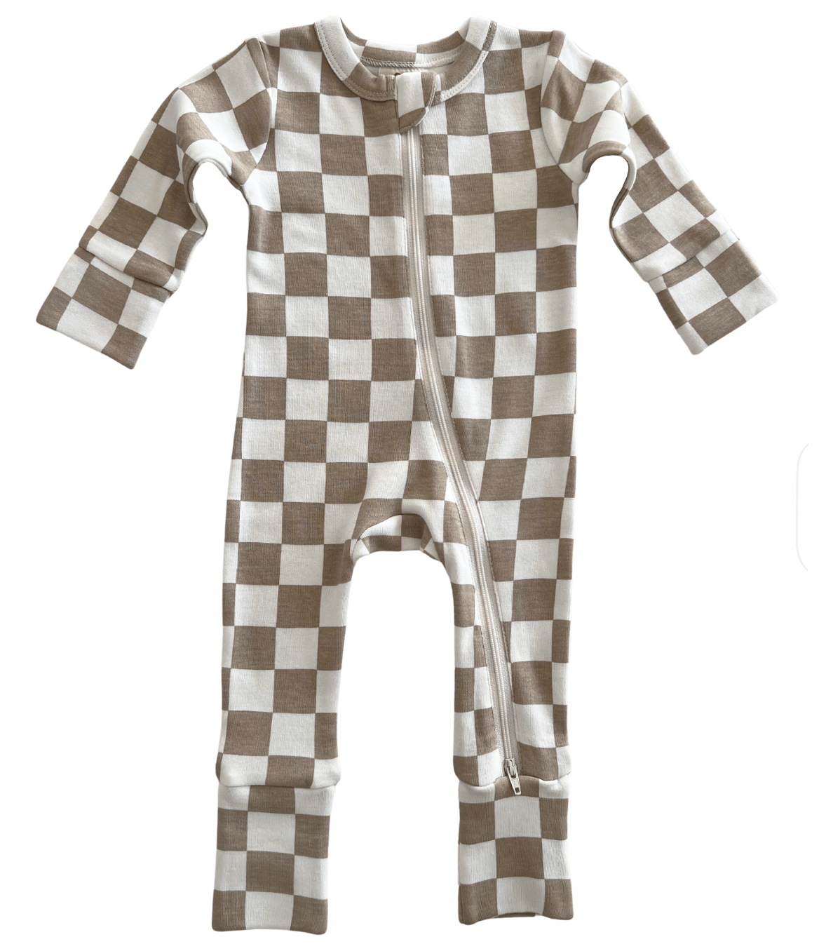 Tiramisu Checkerboard / Organic 2-Way Zip Romper