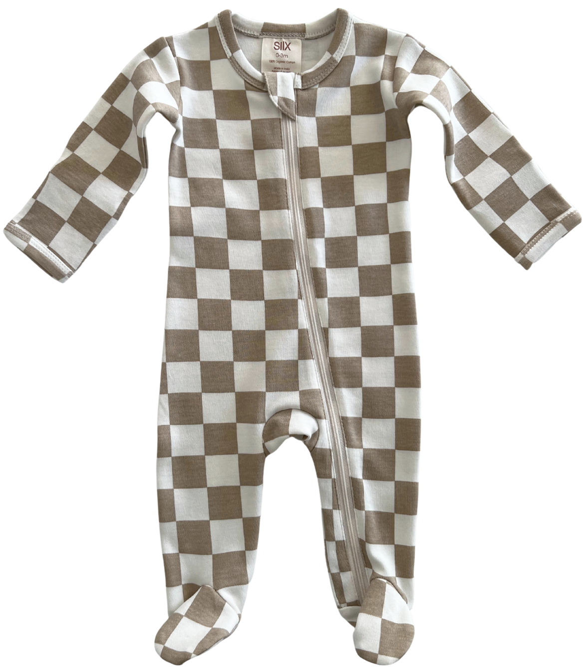 Tiramisu Checkerboard / Organic Zip Footie