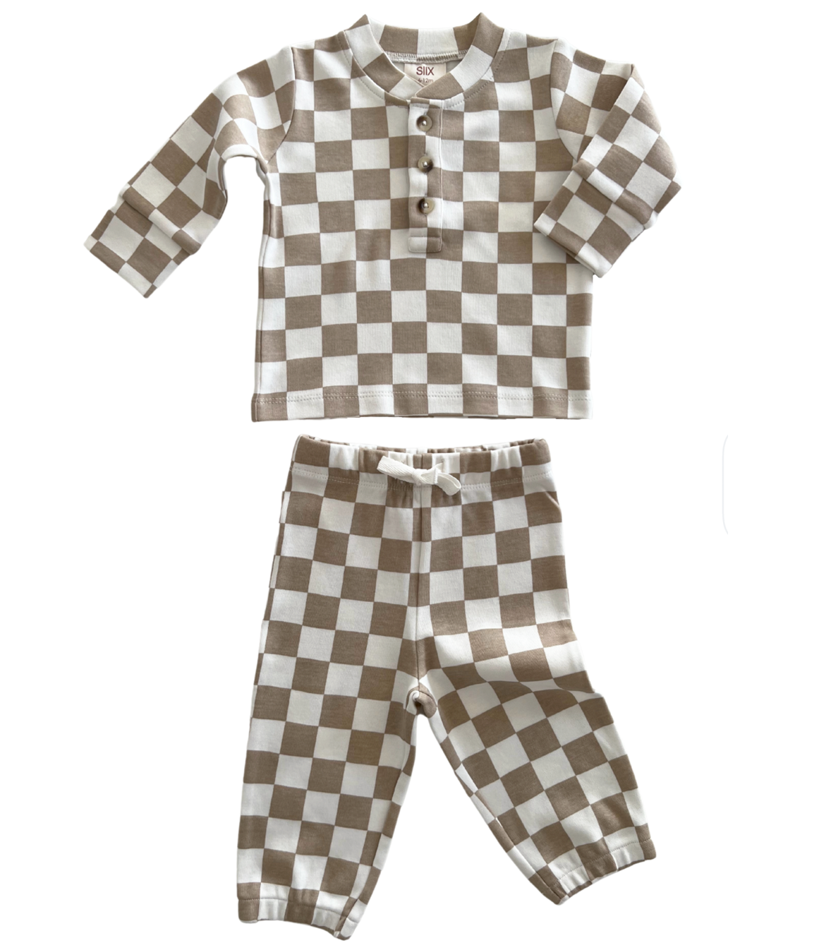 Tiramisu Checkerboard / Organic Wells Top + Pant Set